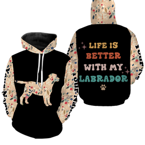 Cute Floral Labrador Retriever Shirt| Life is Better With Labrador Custom Labrador Owner Shirt Lab Mom JTSD339