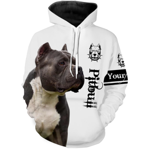 Cool Pitbull 3D Printed Long Sleeve Hoodie| Custom Shirt for Pitbull Dad, Pitbull Lover| JTSD241