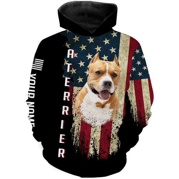 Unisex Pitbull Terrier American Flag 3D Printed Hoodie Long Sleeve| Custom Pitbull Lover Shirt| JTSD243