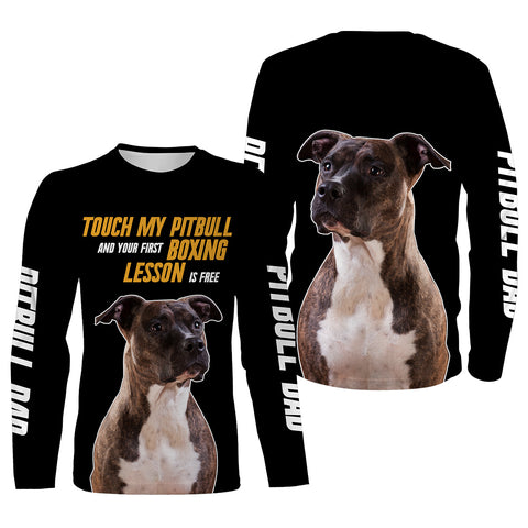 Pitbull Dog Long Sleeve| 3D Pitbull All Over Print Dog Shirt for Men Pitbull Dad| JLS193