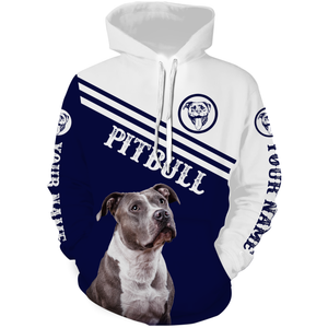 Pitbull Dog Lover Hoodie Long Sleeve| Custom Name Pitbull Shirt for Pitbull Lover Dog Dad Dog Mom| JTSD271