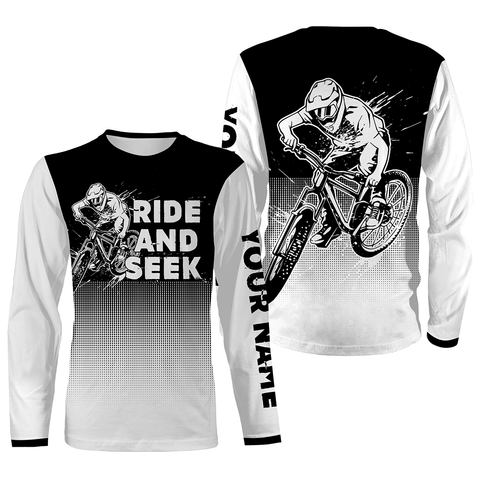 Personalized Mountain Biking Jersey, MTB Jersey All Over Print Long Sleeve Shirt for Cyclist Bike Rider JTS430