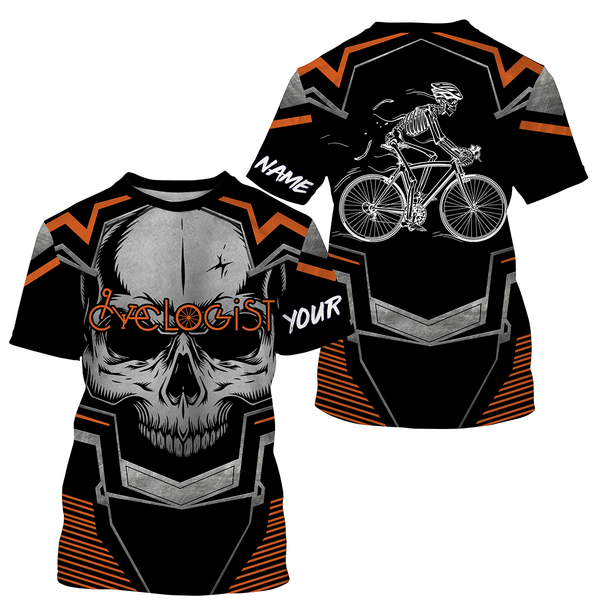 Skull Mountain Biking Jersey, MTB Jersey, Personalized Shirt for Cyclist, Biker Rider, Racing Cycling| JTS436