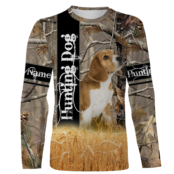 Love Beagle Hunting Dog All Over Print T-shirt Long Sleeve Hoodie| Custom Name Beagle Shirt| JTSD288