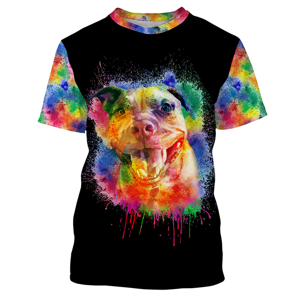 Watercolor Pitbull Shirt| Love Pitbull 3D Long Sleeve Hoodie for Pitbull Lover Dog Lover Pet Lover| JTSD304