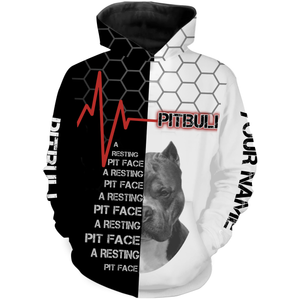 A Resting Pit Face Pitbull T-shirt Long Sleeve Hoodie| Custom 3D Shirt for Pitbull Lovers Pitbull Owners JTSD311