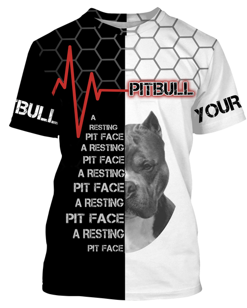 A Resting Pit Face Pitbull T-shirt Long Sleeve Hoodie| Custom 3D Shirt for Pitbull Lovers Pitbull Owners JTSD311