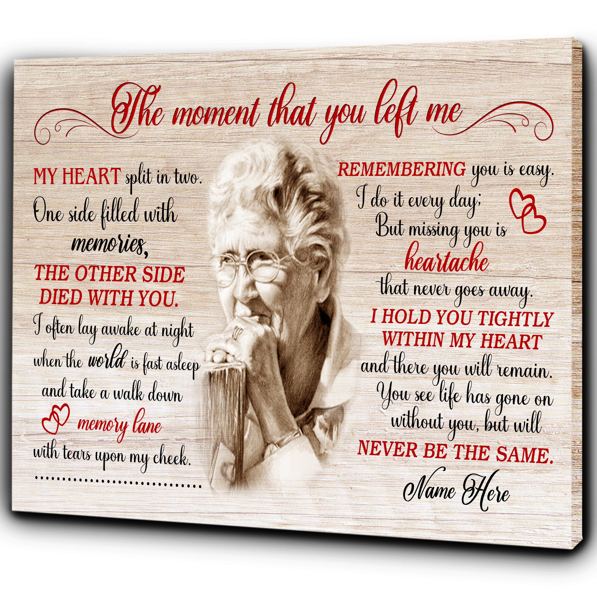 Personalized Canvas| Heaven The Moment That You Left Me Wall Art Decor| Memorial Canvas| Sympathy Gifts for Loss of Mother, Father, Son, Grandpa, Grandma| T05