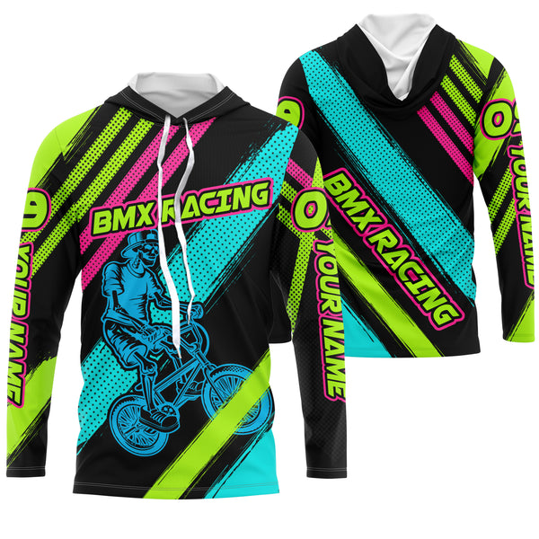 Custom BMX racing jersey Skull rider neon UPF30+ shirt off-road Cycling adult&kid team racewear| SLC34