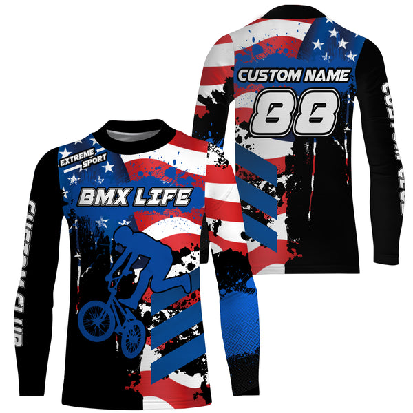 Personalized American BMX racing jersey UPF30+ patriotic Cycling shirt bicycle motocross racewear| SLC12