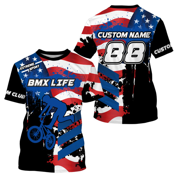 Personalized American BMX racing jersey UPF30+ patriotic Cycling shirt bicycle motocross racewear| SLC12