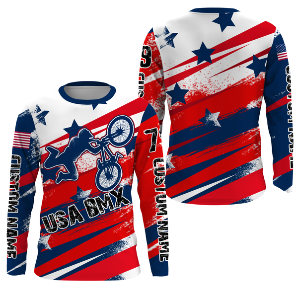 American BMX racing jersey Custom UPF30+ patriotic riding Cycling gear freeride adult&kid racewear| SLC25