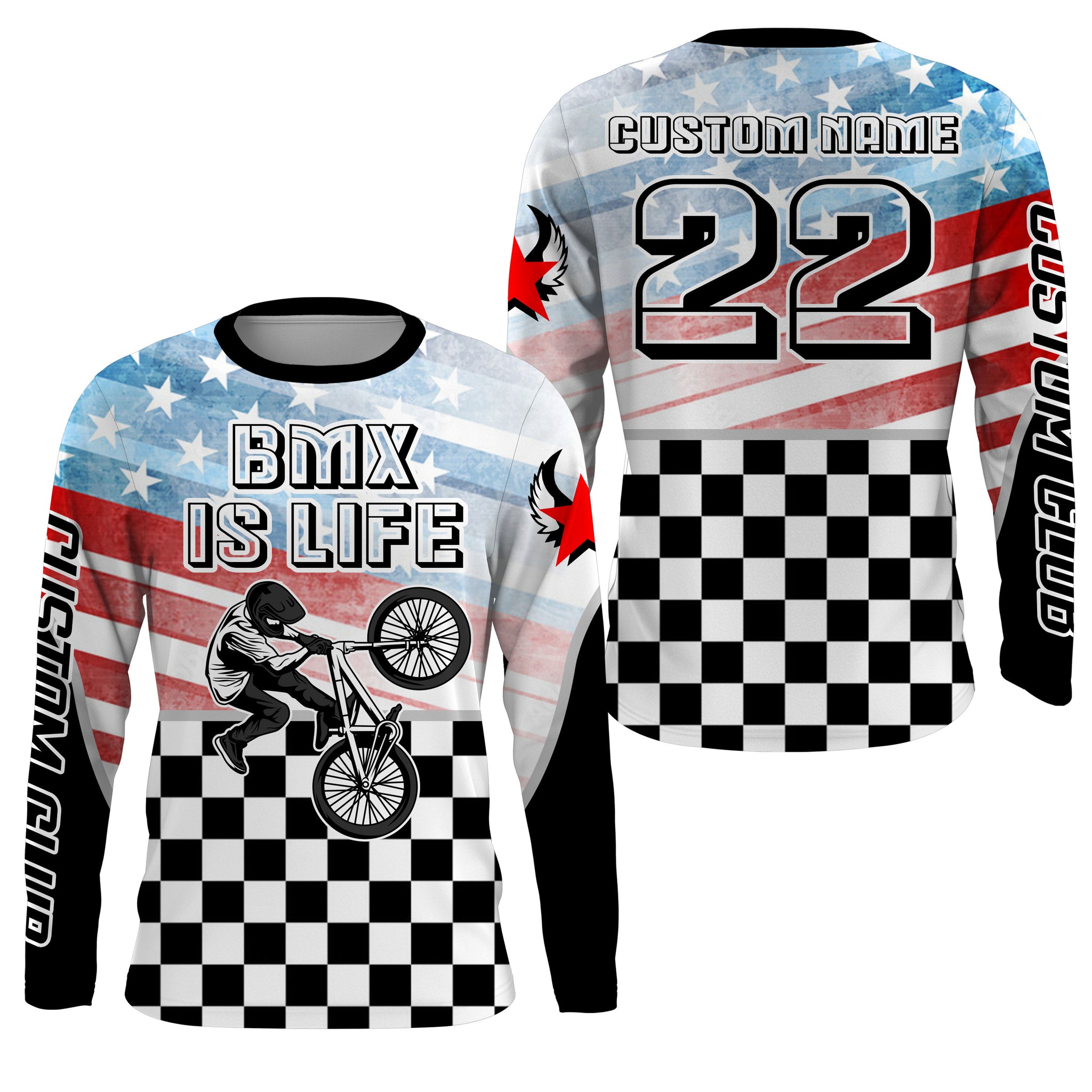 BMX Life Personalized BMX racing jersey UPF30+ American BMX racewear Patriotic cycling shirt| SLC11