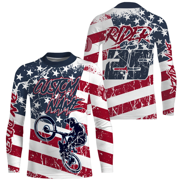 American BMX racing jersey Custom patriotic UPF30+ freestyle MTB racewear adult&kid Cycling jersey| SLC29