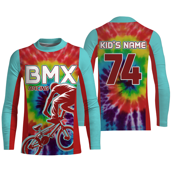 BMX racing jersey Custom Tie Dye shirts freestyle stunt riding Off-road Cycling adult&kid racewear| SLC40