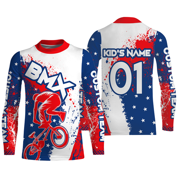 Patriotic BMX riding jersey Personalized UPF30+ US racewear extreme racing Cycling adult&kid gear| SLC23