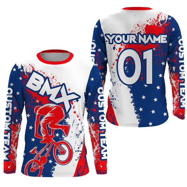 Patriotic BMX riding jersey Personalized UPF30+ US racewear extreme racing Cycling adult&kid gear| SLC23