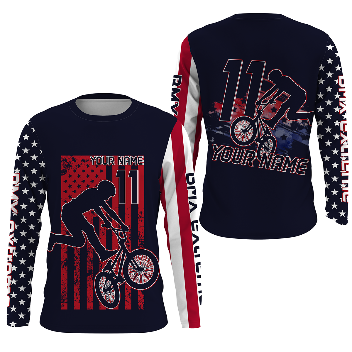 American BMX racing jersey custom patriotic UPF30+ Enduro MTB riding gear Adult&Kid Cycling Shirt| SLC30