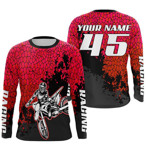 Dirt Bike Jersey Kid Men Women UPF30+ Personalized Red Motocross Racing Shirt MX SX Off-Road PDT462