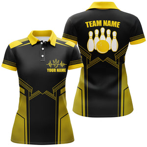 Yellow Bowling Polo Shirt for Women Custom Bowling Jersey With Name Ladies Bowling Team Shirt BDT67