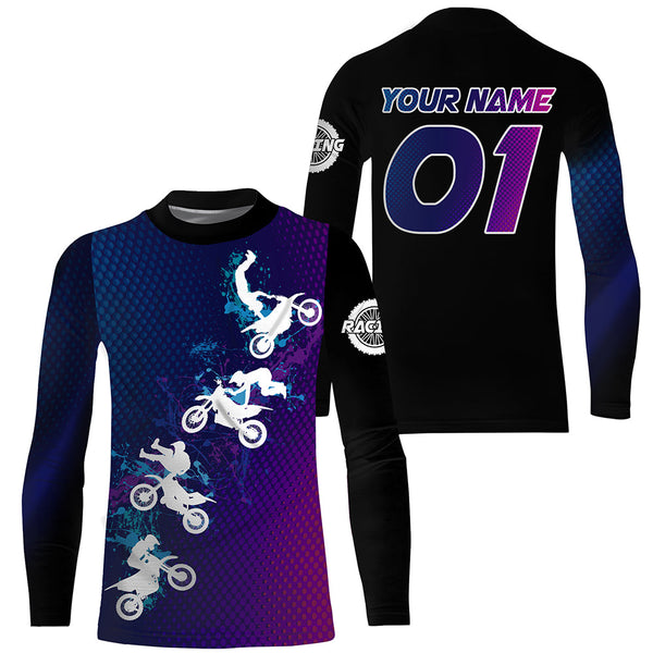 Adult&Youth MX Jersey UPF30+ Custom Dirt Bike Shirt Freestyle Motocross Off-Road Long Sleeve PDT513