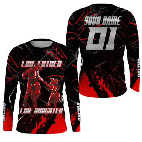 Custom Motocross Dad Jersey UPF30+ Like Father Like Daughter Red Dirt Bike Shirt MX Off-Road PDT485