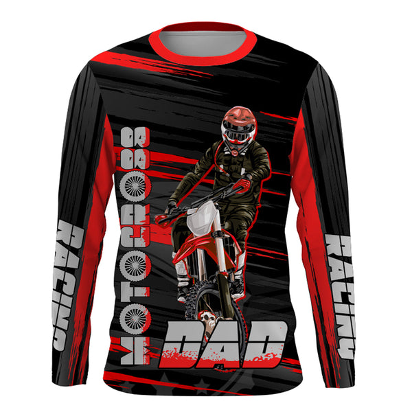 Custom Motocross Dad Jersey UPF30+ Red MX Racing Dirt Bike Shirt Motorcycle PDT495