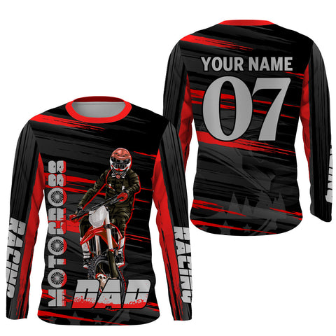 Custom Motocross Dad Jersey UPF30+ Red MX Racing Dirt Bike Shirt Motorcycle PDT495