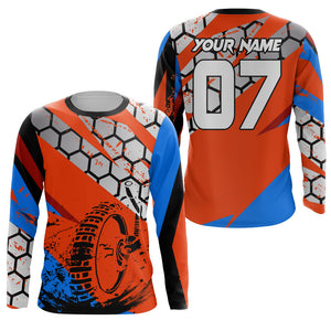 Jersey For Motocross Personalized UPF30+ Dirt Bike Shirt Men Women Kid Orange MX Racing Long Sleeve PDT482