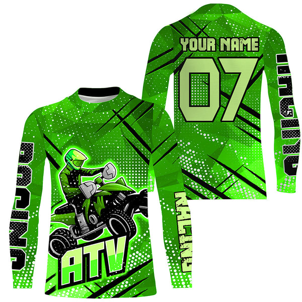 Green ATV Motocross Jersey Men UPF30+ Custom Quad Bike Riding Shirt Kid ATV MX Off-Road Jersey PDT562