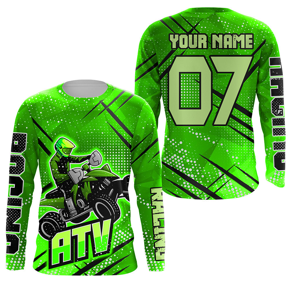 Green ATV Motocross Jersey Men UPF30+ Custom Quad Bike Riding Shirt Kid ATV MX Off-Road Jersey PDT562