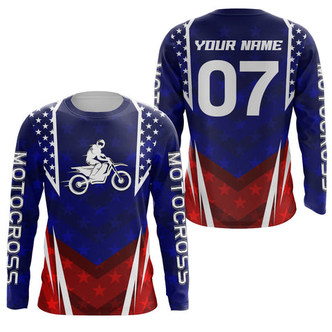 American Flag Dirt Bike Jersey Kid Men Women UPF30+ Patriotic MX Shirt Boys Girls Custom Motocross PDT538