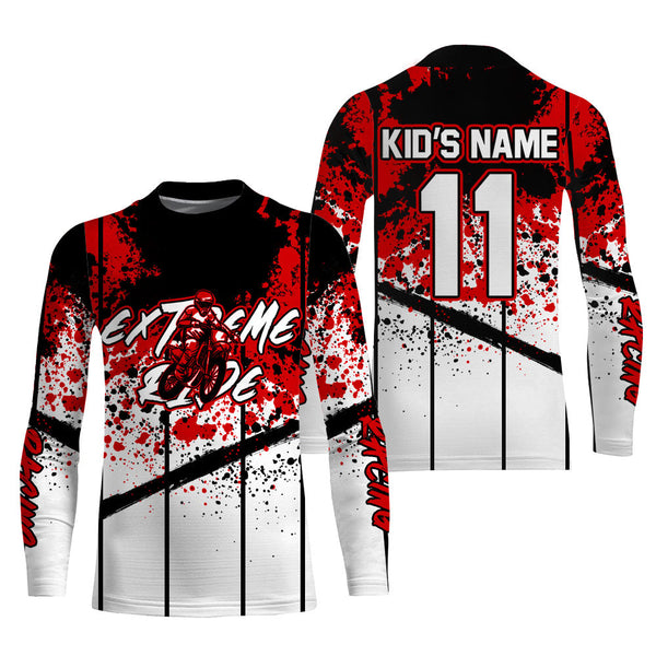 Custom Red Dirt Bike Jersey Women Men Kid UPF30+ Motocross Shirt Extreme MX Racing Long Sleeve PDT520