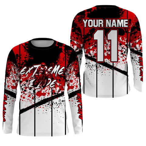 Custom Red Dirt Bike Jersey Women Men Kid UPF30+ Motocross Shirt Extreme MX Racing Long Sleeve PDT520