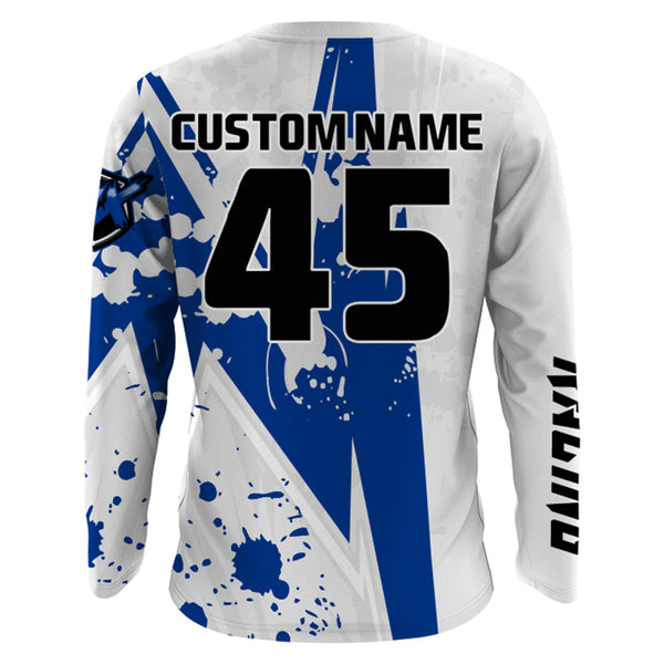 Personalized MX Dad Jersey UPF30+ Blue Dirt Bike Shirt Moto Dad Off-Road Motorcycle PDT494