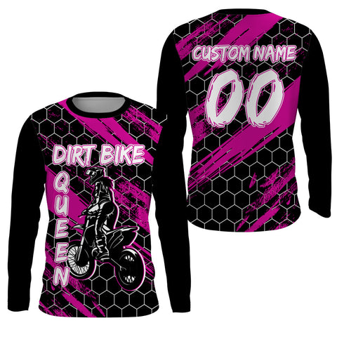 Custom Dirt Bike Jersey Women UPF30+ Girl Motocross Shirt Pink Racing Youth MX Jersey Motorcycle PDT536