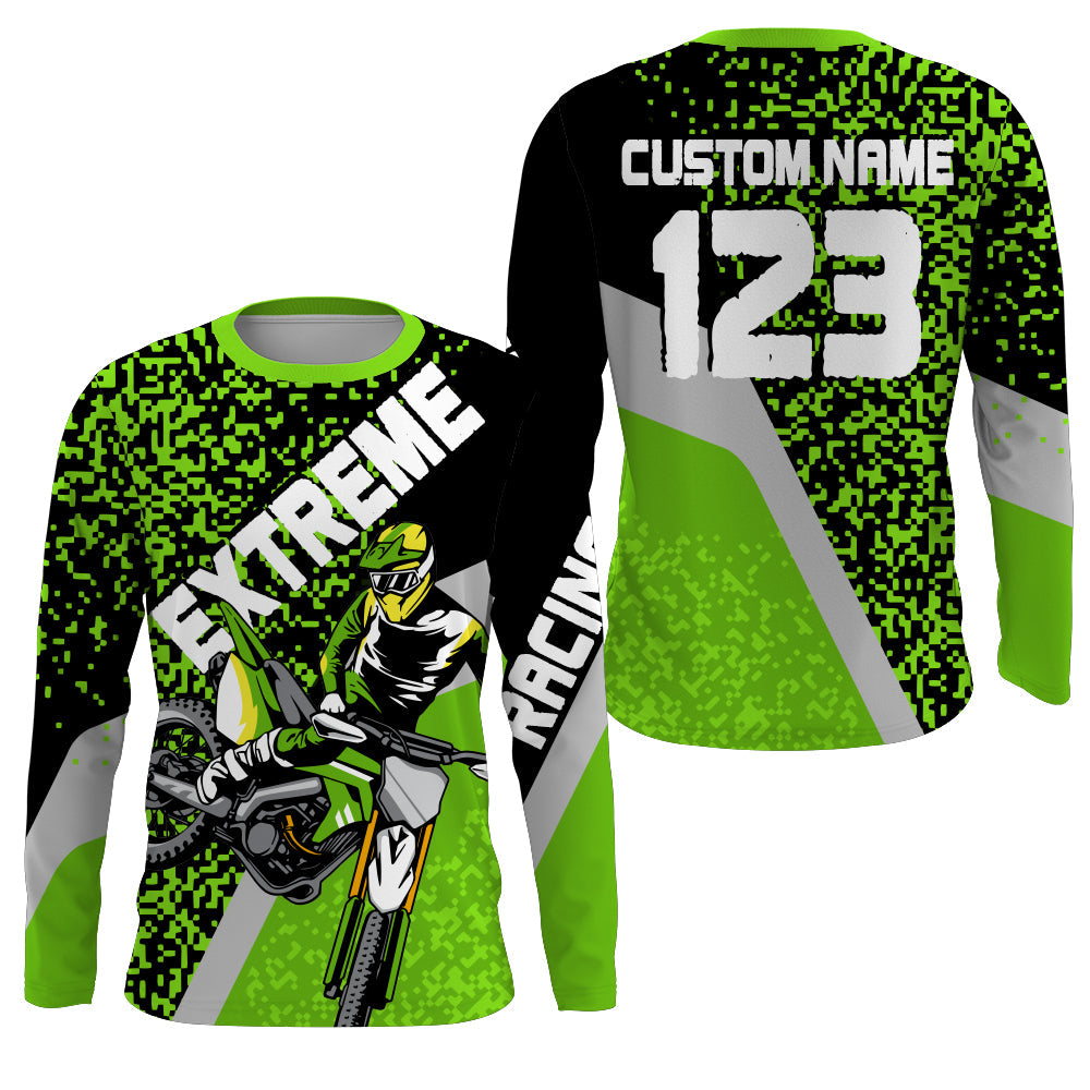 Custom Dirt Bike Jersey UPF30+ Blue Motocross Shirt Men Women Kid Xtreme MX SX Long Sleeve PDT506