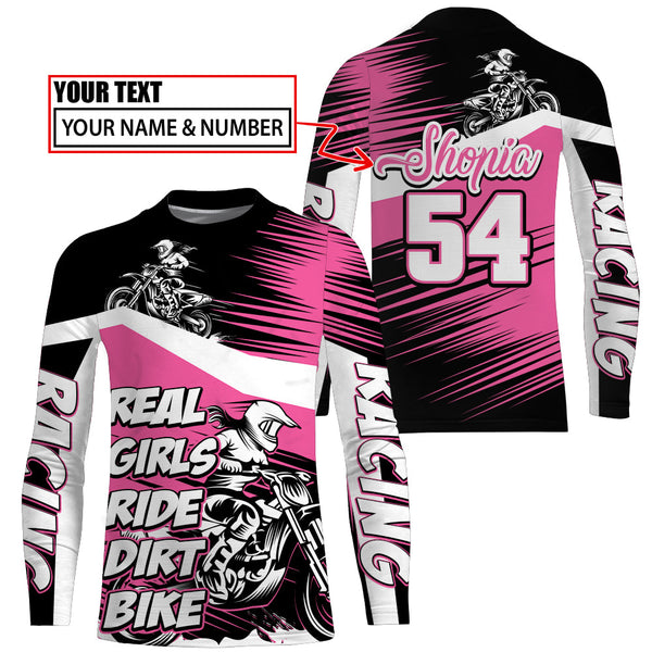 Custom MX Jersey Women Youth UPF30+ Real Girls Ride Dirt Bike Shirt Motocross Off-Road Long Sleeve PDT514