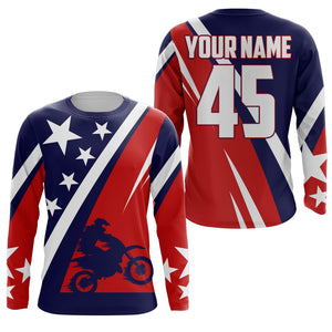 American Flag Motocross Jersey Men Women UPF30+ Patriotic Youth Dirt Bike Shirt Custom MX Jersey PDT537