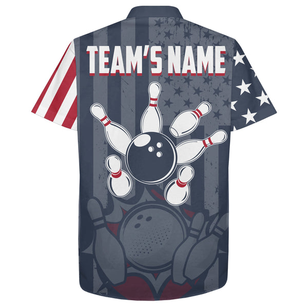 Hawaiian Bowling Shirt For Men Women American Flag Bowling Jersey Custom Bowling Team Shirt BDT51