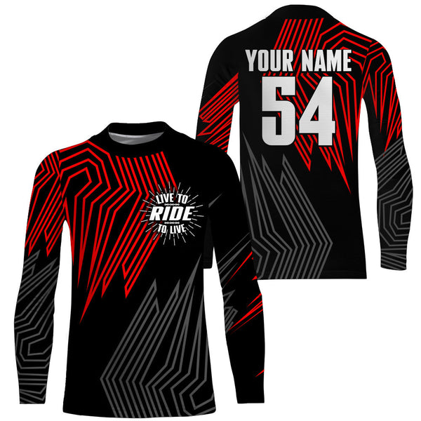 Kid&Adult Dirt Bike Jersey UPF30+ Custom Motocross Shirt Live To Ride MX SX Off-Road Long Sleeve PDT511