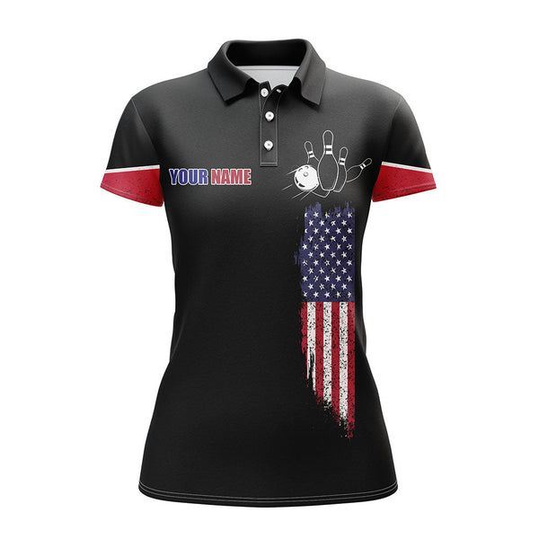 American Flag Bowling Shirt Personalized Bowling Jersey Women Bowling Polo Shirt For Team BDT04