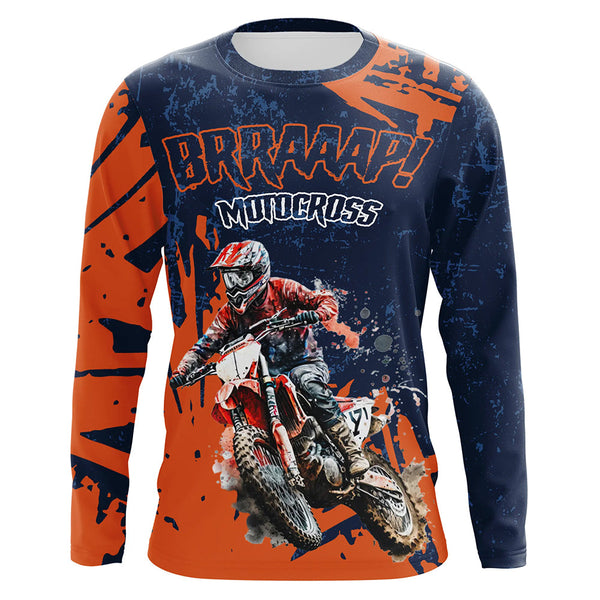 Personalized Motocross Jersey Men Kid Upf30+ Orange Dirt Bike Shirt Extreme Brap Off-Road MX Racing XM14