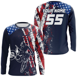 American Flag Motocross Jersey Kid Men Women UPF30+ Youth Dirt Bike Shirt Off-road Motorcycle Patriotic XM22