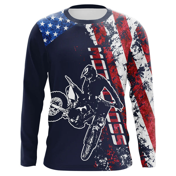 American Flag Motocross Jersey Kid Men Women UPF30+ Youth Dirt Bike Shirt Off-road Motorcycle Patriotic XM22