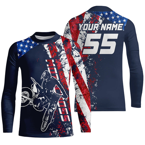 American Flag Motocross Jersey Kid Men Women UPF30+ Youth Dirt Bike Shirt Off-road Motorcycle Patriotic XM22