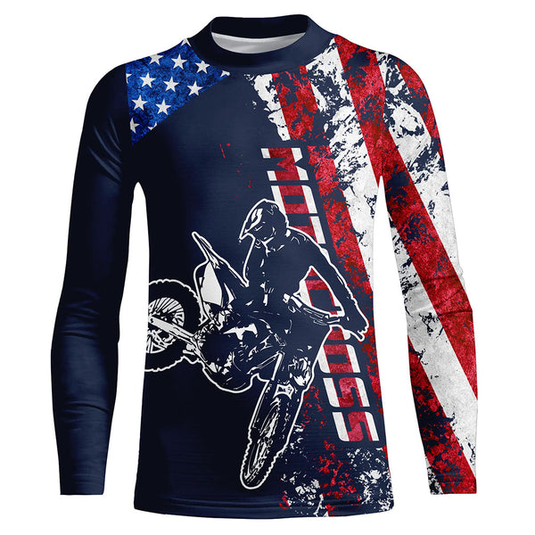 American Flag Motocross Jersey Kid Men Women UPF30+ Youth Dirt Bike Shirt Off-road Motorcycle Patriotic XM22