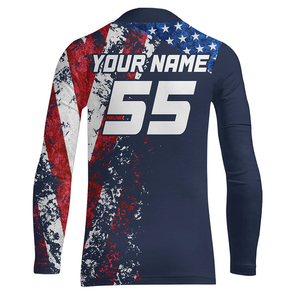 American Flag Motocross Jersey Kid Men Women UPF30+ Youth Dirt Bike Shirt Off-road Motorcycle Patriotic XM22