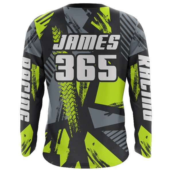 Custom Motocross Racing Jersey Men Kid Dirt Bike Shirt Upf30+ Off-Road Shirt Lime Green XM237