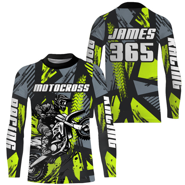 Custom Motocross Racing Jersey Men Kid Dirt Bike Shirt Upf30+ Off-Road Shirt Lime Green XM237